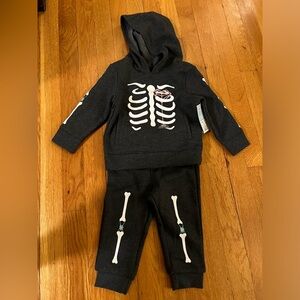 Cat and Jack Halloween skeleton print hoodie set baby size 18 months NWT